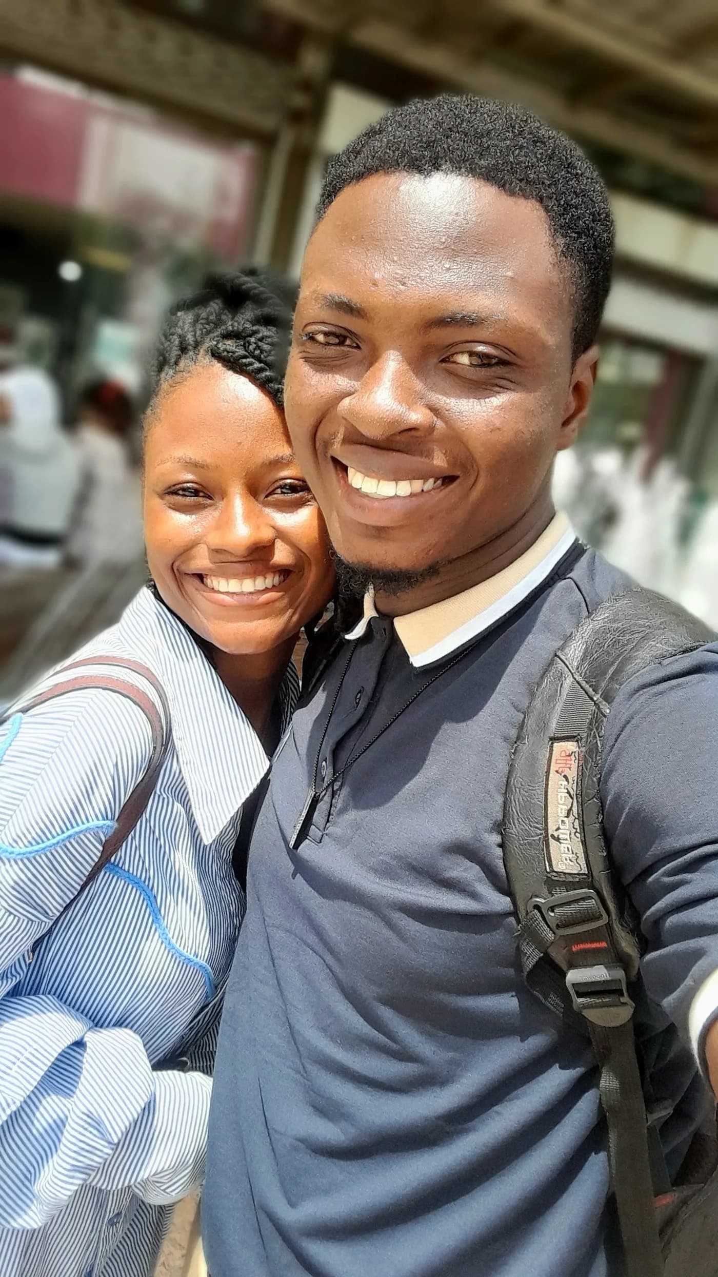 A moment together on the street